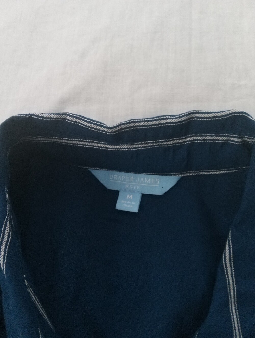 Draper James Striped Navy Button-Front Shirt Dress with Waist Tie - Picture 2 of 12